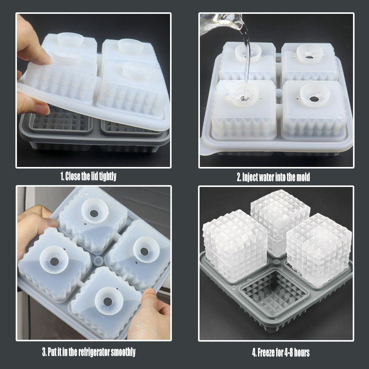 Silicone Ice Cube Tray & Ice Ball Maker 2PCS - Round & Square Molds, Blue - SuperSaverAU - view 3
