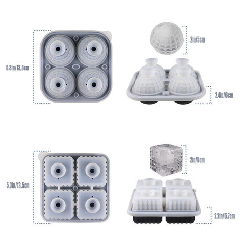 Silicone Ice Cube Tray & Ice Ball Maker 2PCS - Round & Square, Green - SuperSaverAU - view 2