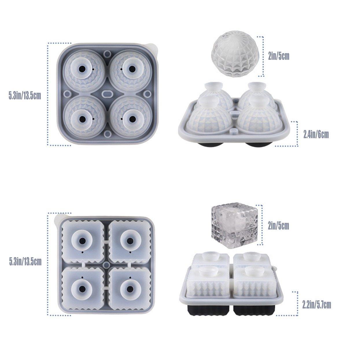 Silicone Ice Cube Tray 2PCS Round & Square Ice Ball Maker for Whiskey Cocktails - Pink - SuperSaverAU - view 3