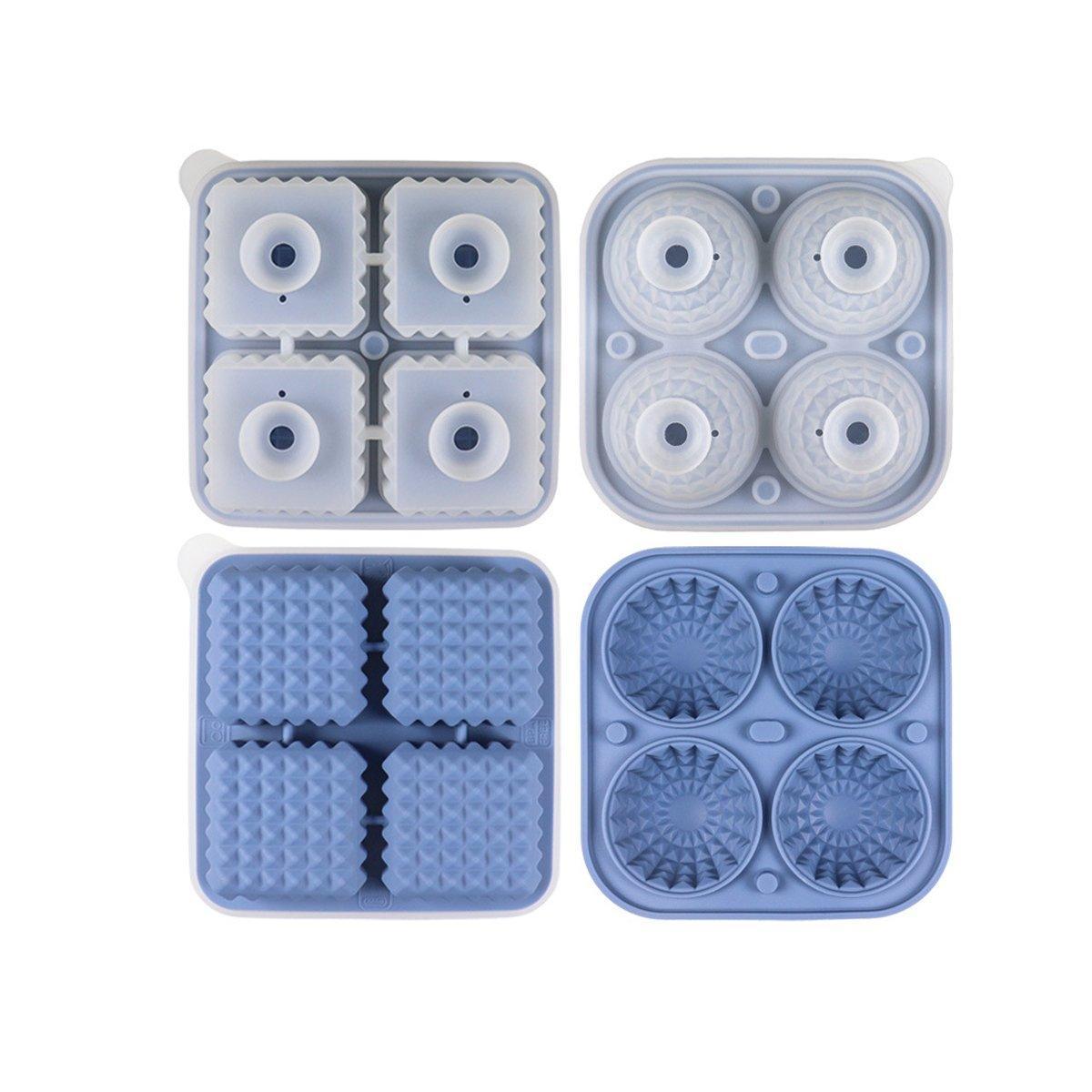 Silicone Ice Cube Tray 2PCS Round & Square Ice Ball Maker for Whiskey Cocktails - Pink - SuperSaverAU - view 8