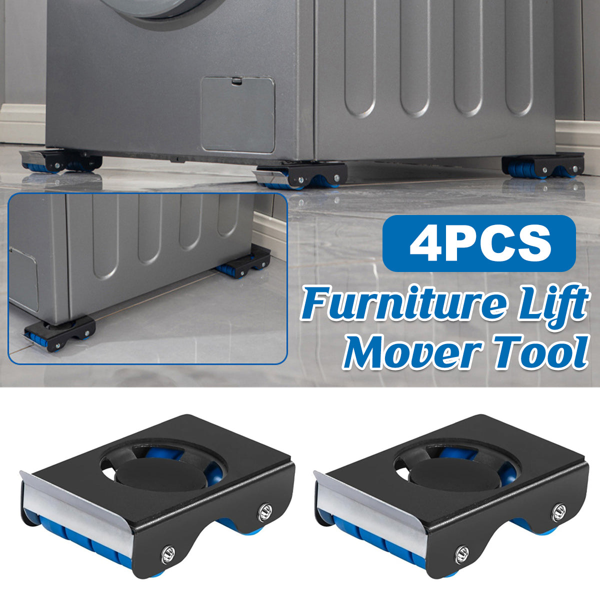 Premium 4 Piece Movable Washing Machine Stand Roller Bracket Set