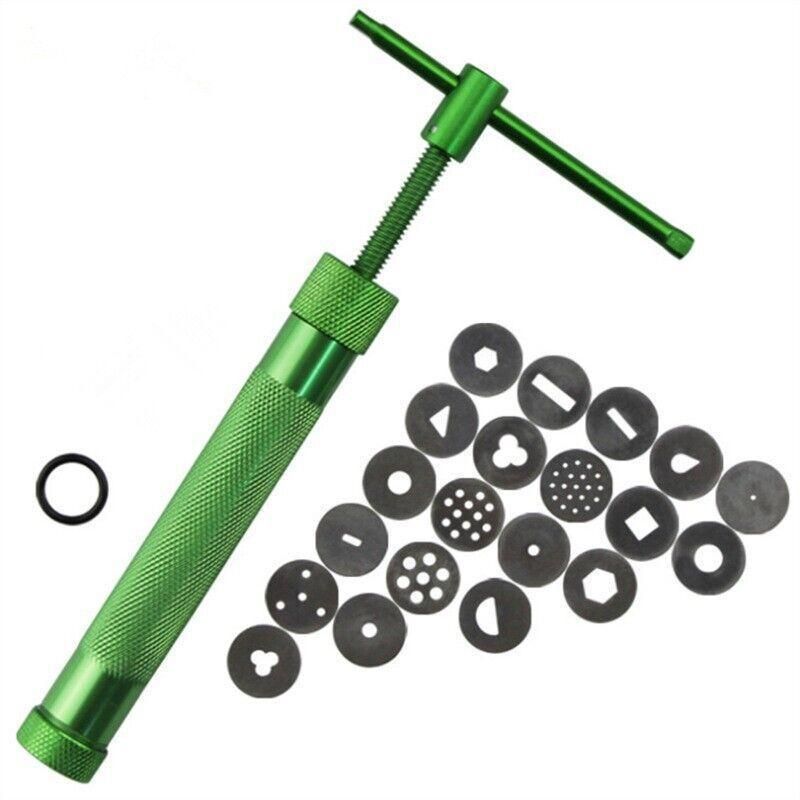 Premium Polymer Clay Gun Extruder – Green with 20 Discs