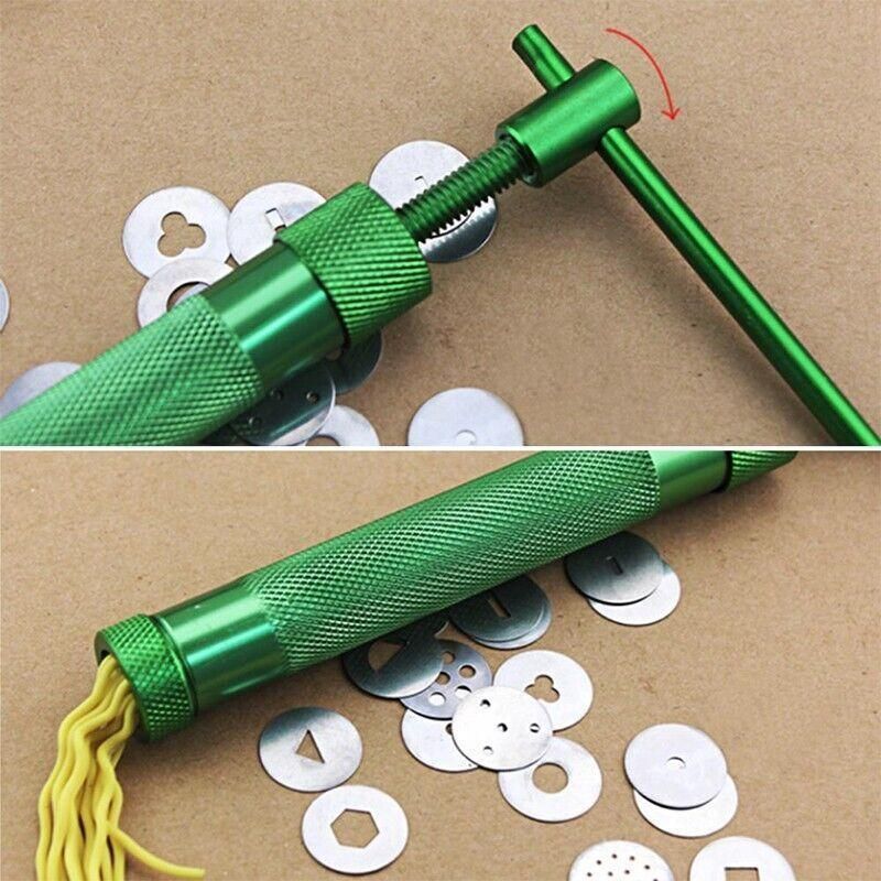 Premium Polymer Clay Gun Extruder – Green with 20 Discs