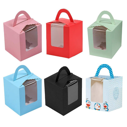 Premium Cupcake Boxes - 50 Pack with Window - Blue