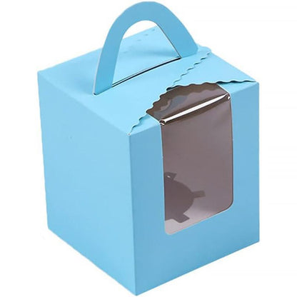 Premium Cupcake Boxes - 50 Pack with Window - Blue