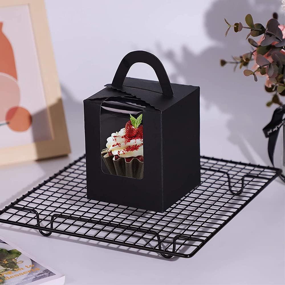 Premium Cupcake Boxes - 50 Pack with Window - Green