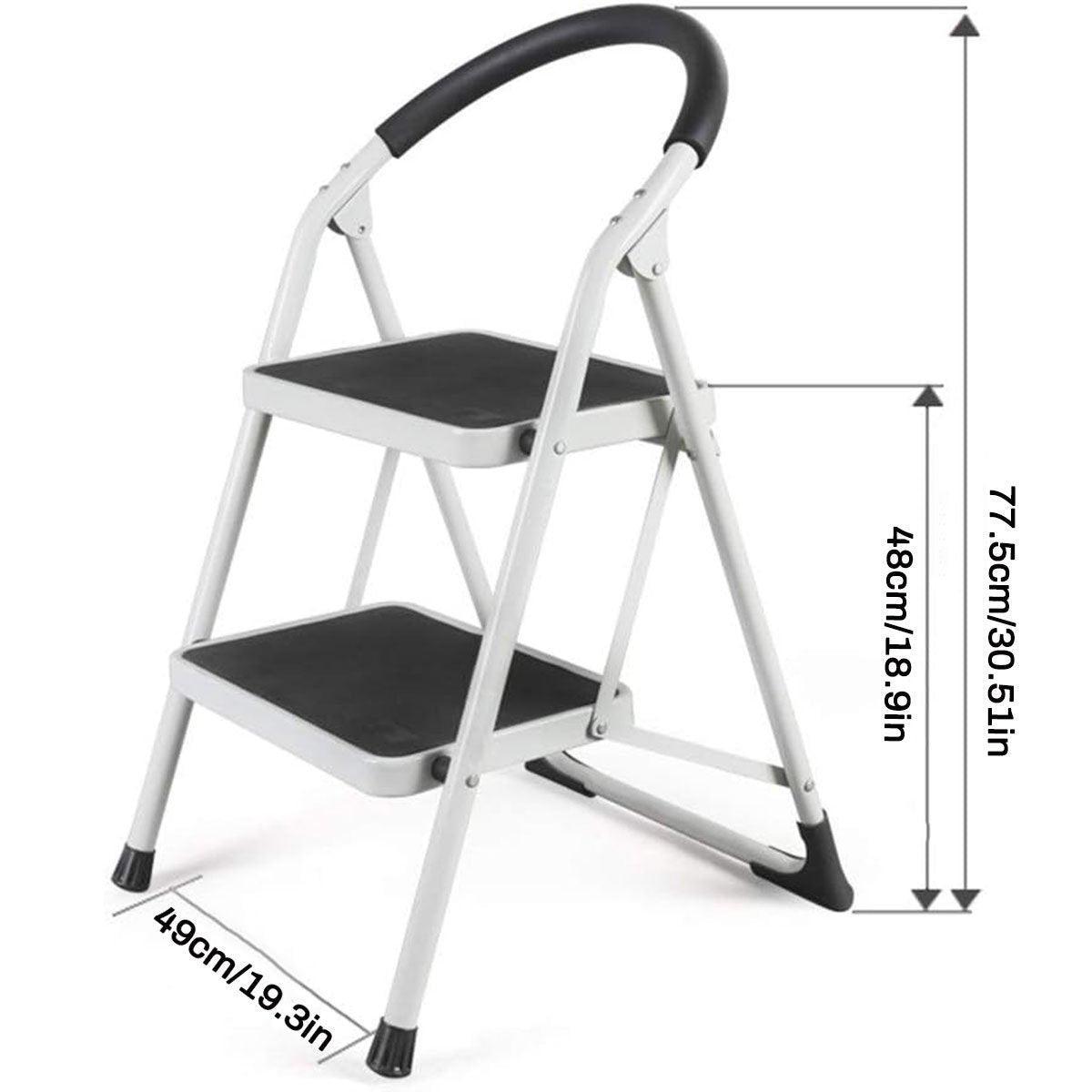 Folding Portable Multi-Step Iron Ladder with Handrail - SuperSaverAU - view 3