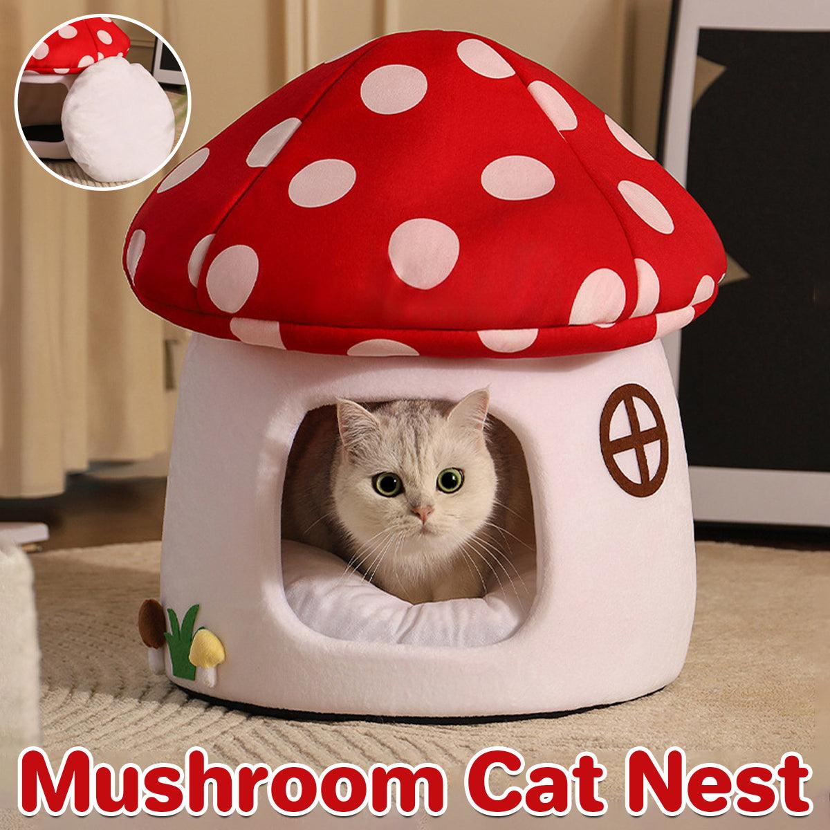Mushroom Cat House 19.7x18.5 inches - Cozy Indoor Bed for Cats & Small Pets