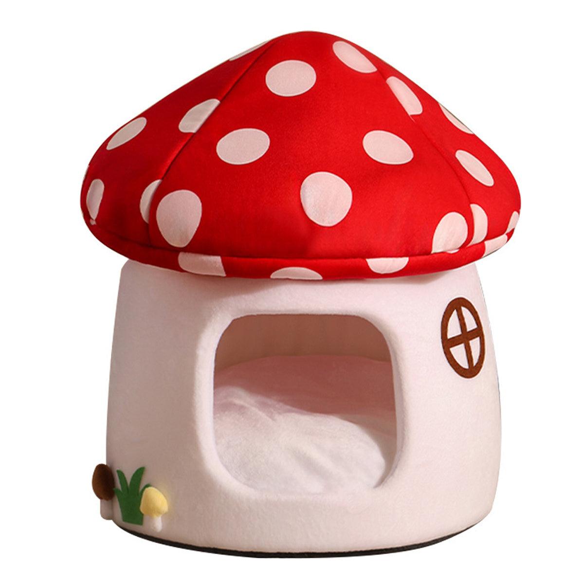 Mushroom Cat House 19.7x18.5 inches - Cozy Indoor Bed for Cats & Small Pets - SuperSaverAU - view 2