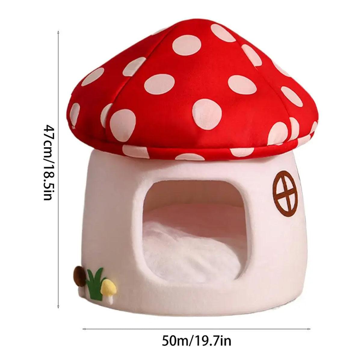 Mushroom Cat House 19.7x18.5 inches - Cozy Indoor Bed for Cats & Small Pets