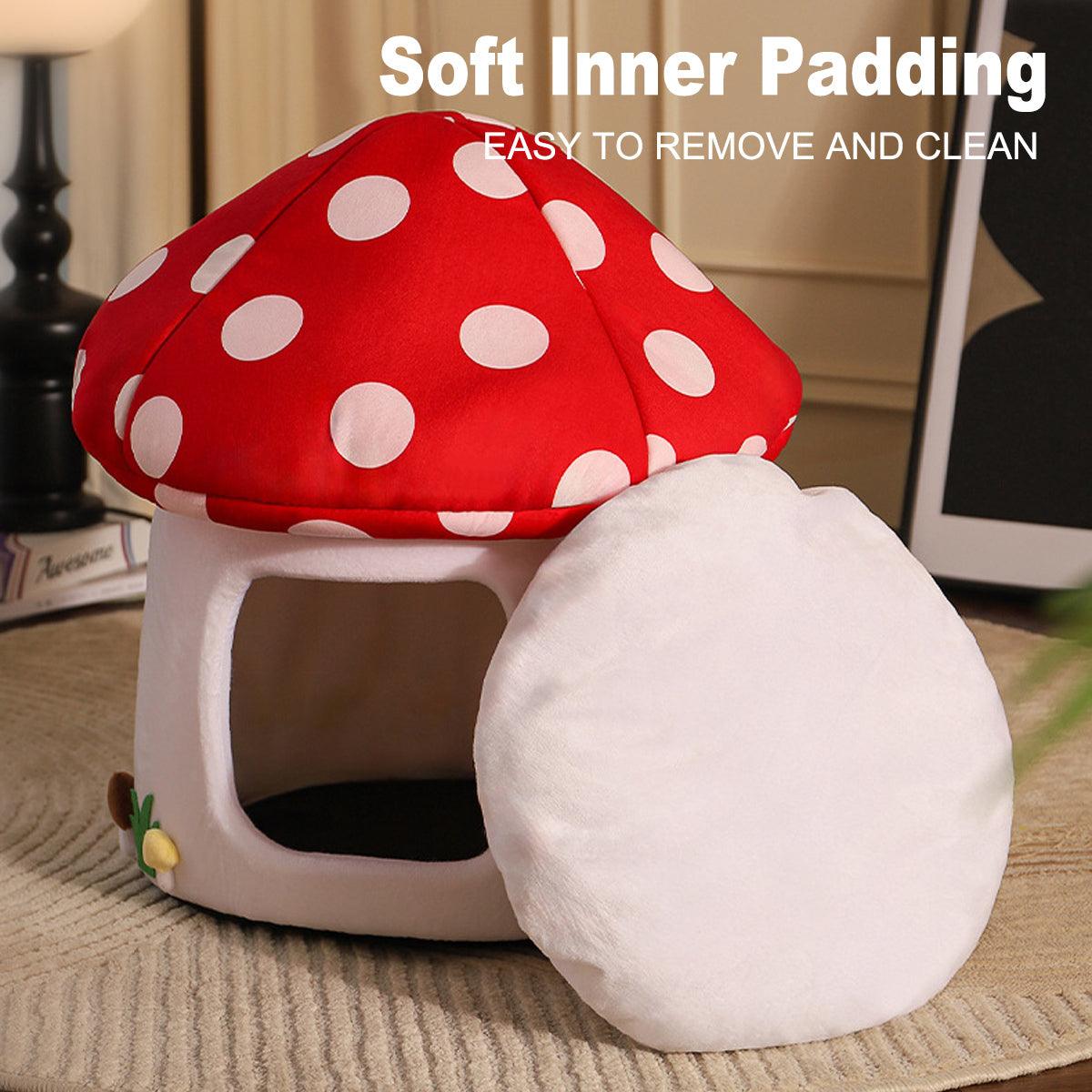 Mushroom Cat House 19.7x18.5 inches - Cozy Indoor Bed for Cats & Small Pets