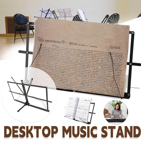 Premium Black Portable Folding Desktop Music Stand and Book Holder