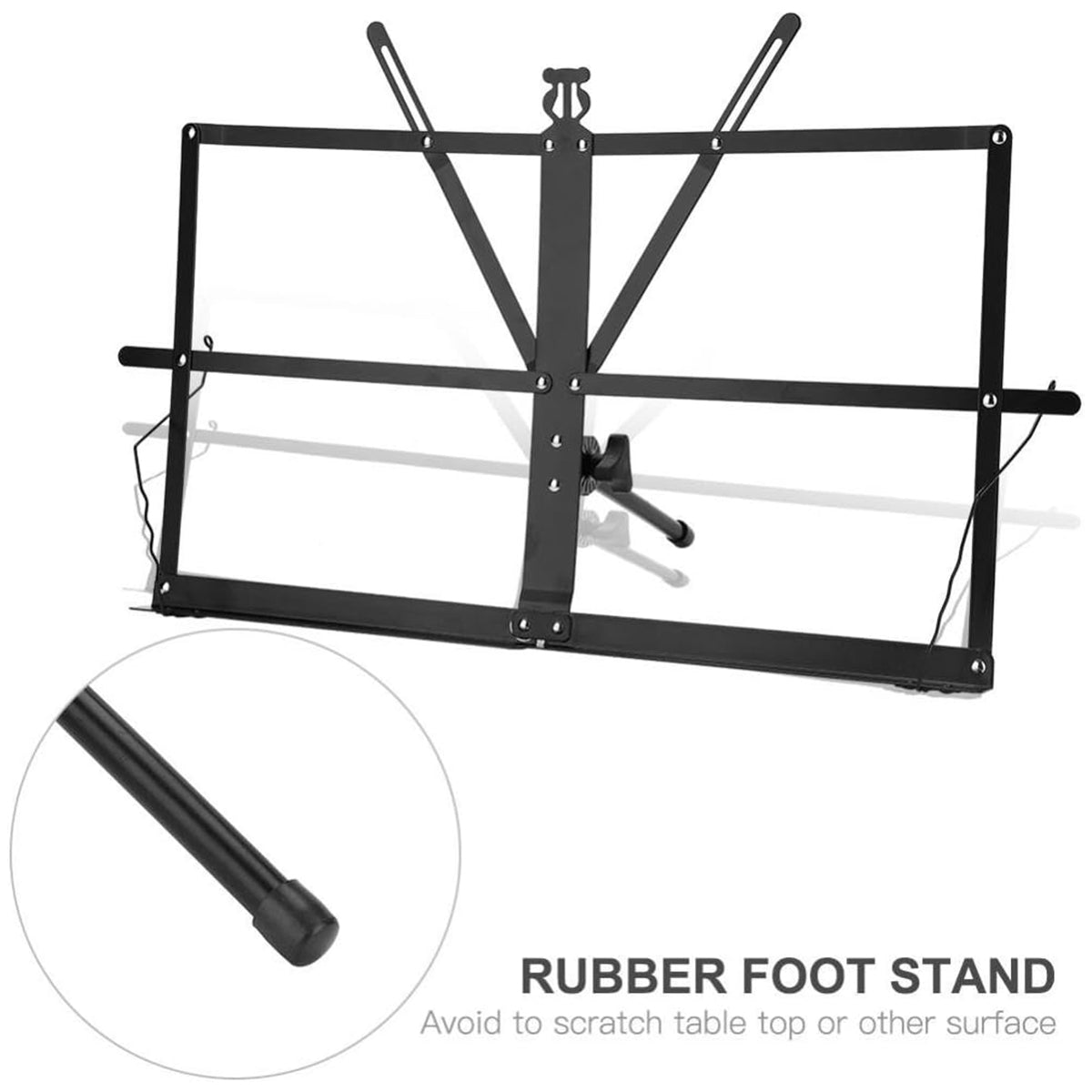 Premium Black Portable Folding Desktop Music Stand and Book Holder