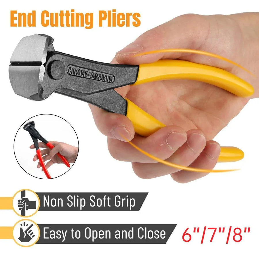 Premium Nail Puller End Cutting Pliers with PVC Handle - 7 Inch