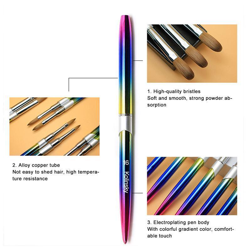 Premium Kolinsky Size 16 Acrylic Nail Art Brush with Gradient Metal Handle