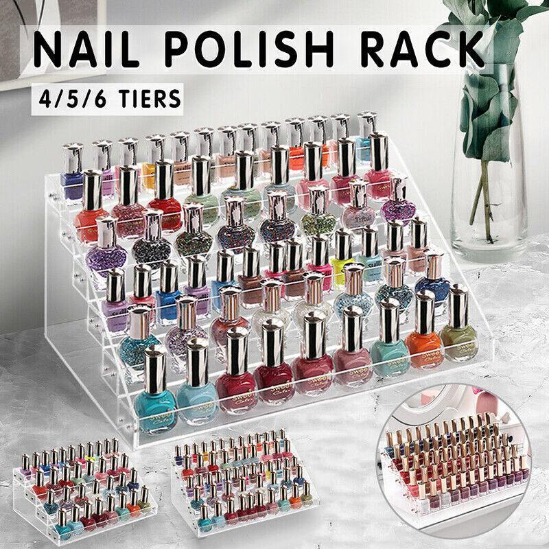 Premium Acrylic Nail Polish Storage Rack Display Stand for Makeup - Transparent - SuperSaverAU - view 1