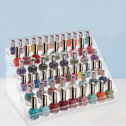 Premium Acrylic Nail Polish Storage Rack Display Stand for Makeup - Transparent