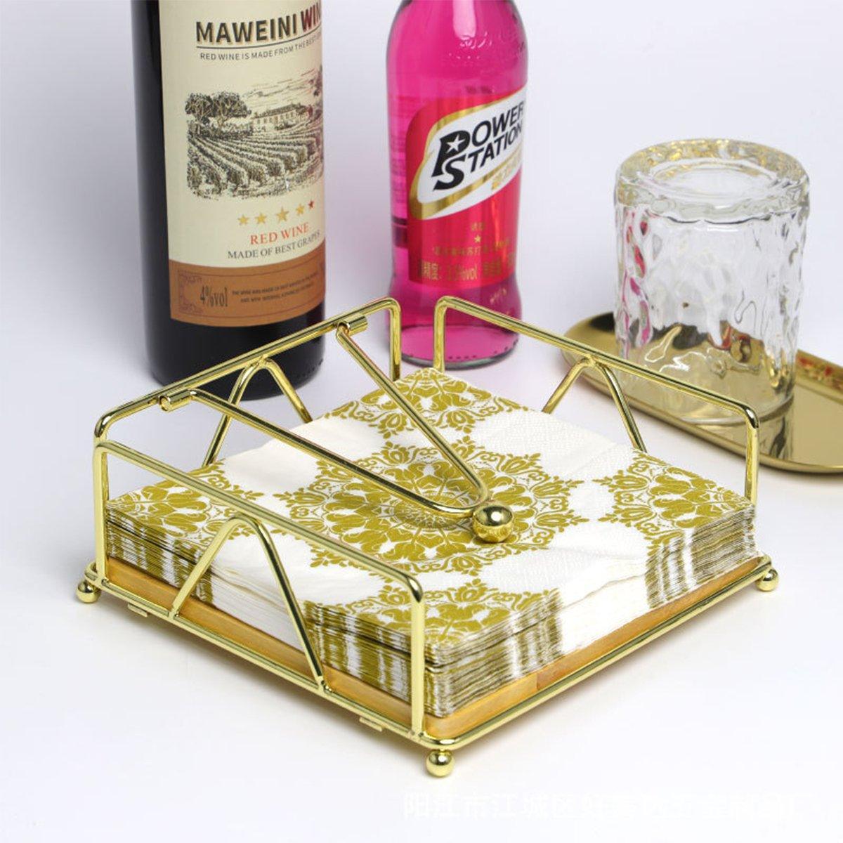 Premium Steel Napkin Holder – Gold with Weighted Arm