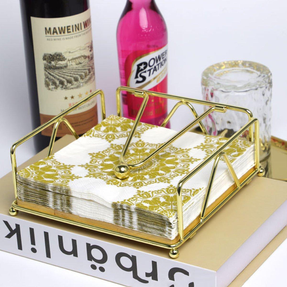 Premium Steel Napkin Holder – Gold with Weighted Arm