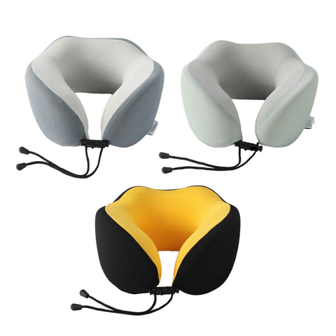 Memory Foam U Shaped Neck Pillow Travel Portable Office Nap Support Pillow - Black - SuperSaverAU - view 2