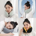 Premium Green Memory Foam U Shaped Travel Neck Pillow with Storage Bag