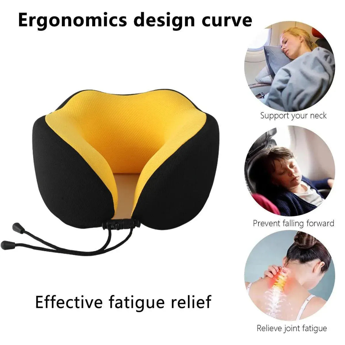 Premium Green Memory Foam U Shaped Travel Neck Pillow with Storage Bag