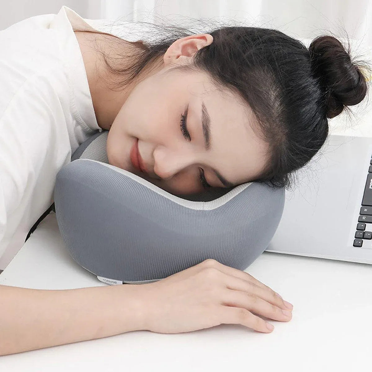 Premium Green Memory Foam U Shaped Travel Neck Pillow with Storage Bag