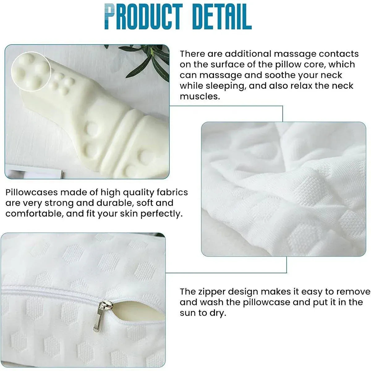 Premium Cervical Neck Pillow – White Slow-Rebound Memory Foam