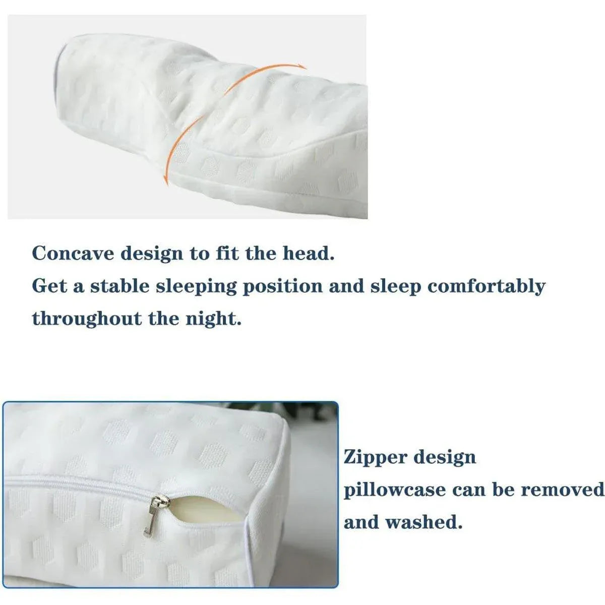 Premium Cervical Neck Pillow – White Slow-Rebound Memory Foam