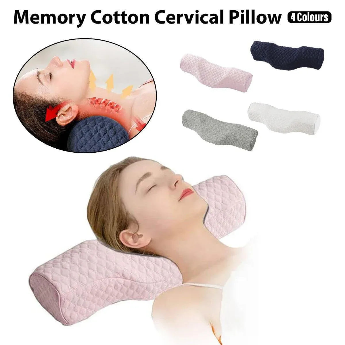Premium Cervical Neck Pillow – White Slow-Rebound Memory Foam