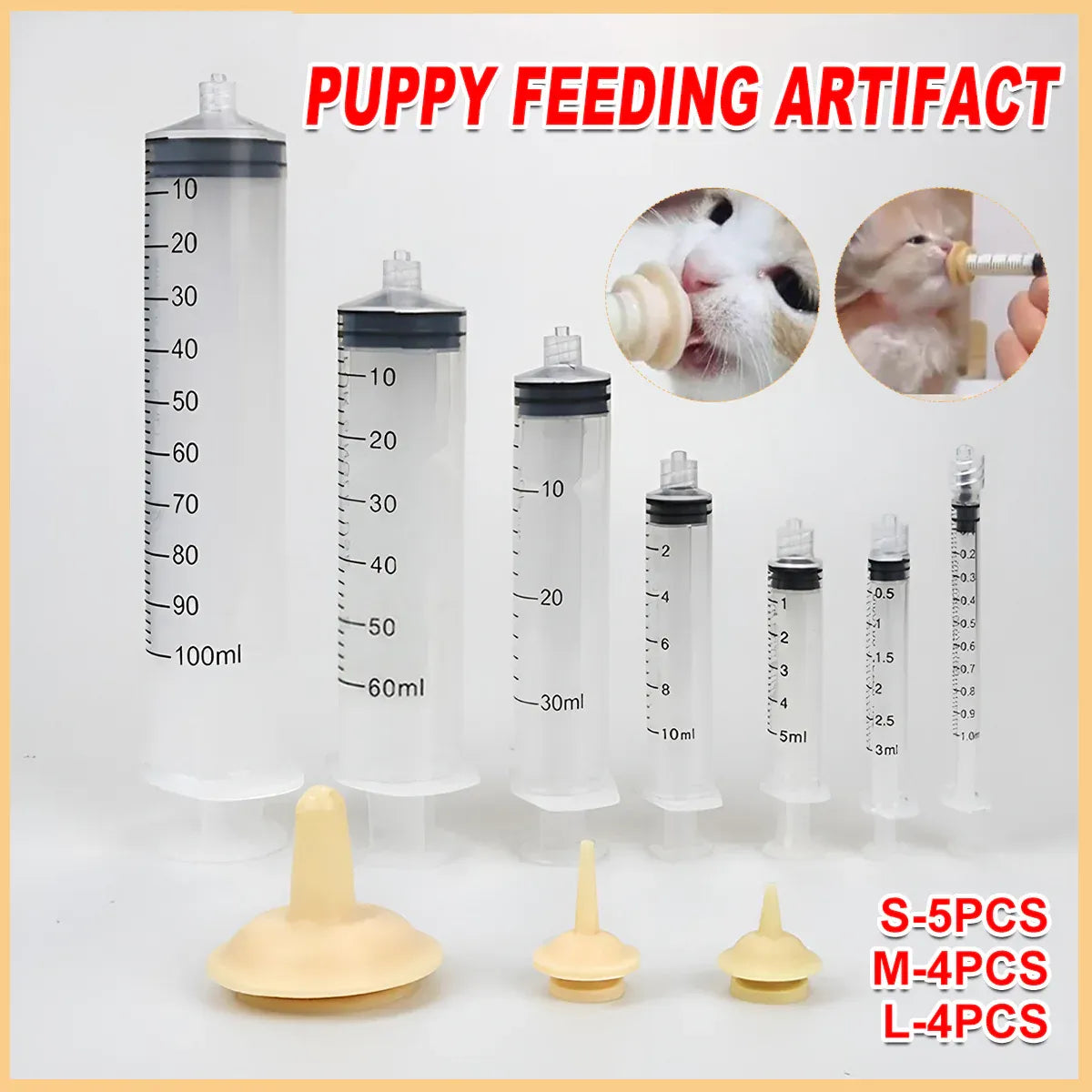 Premium Pet Feeding Syringe Nursing Bottle Set - L 4pcs