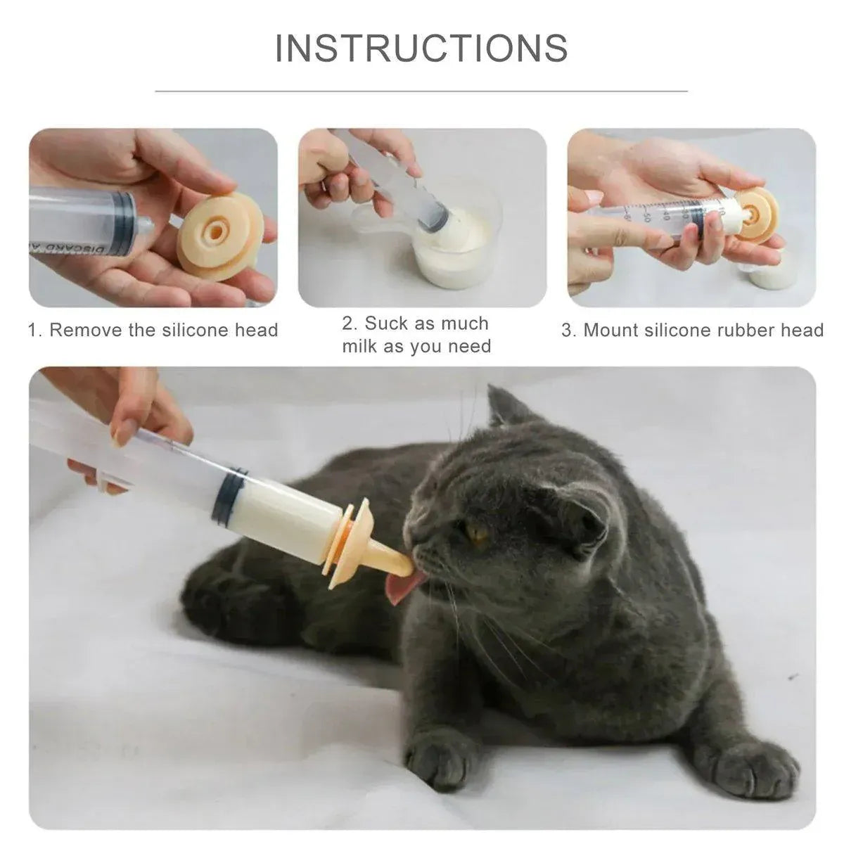 Premium Pet Feeding Syringe Nursing Bottle Set - L 4pcs