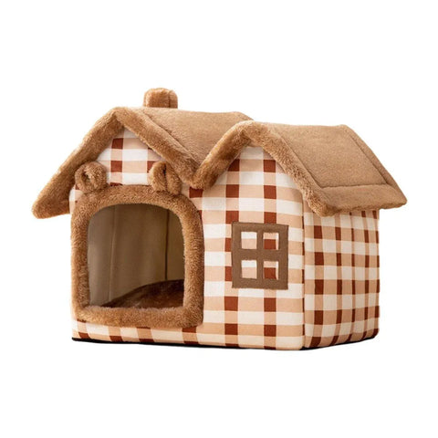 Removable Washable Pet House for Cats & Dogs - Brown, Size S, All-Season Comfort