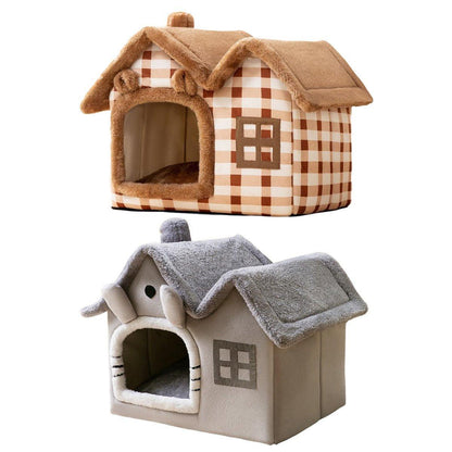 Removable Washable Pet House for Cats & Dogs - Grey-L, All-Season Comfort