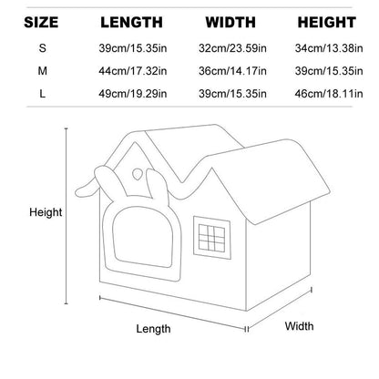 Removable Washable Pet House for Cats & Dogs - Grey, Size S, All-Season Comfort
