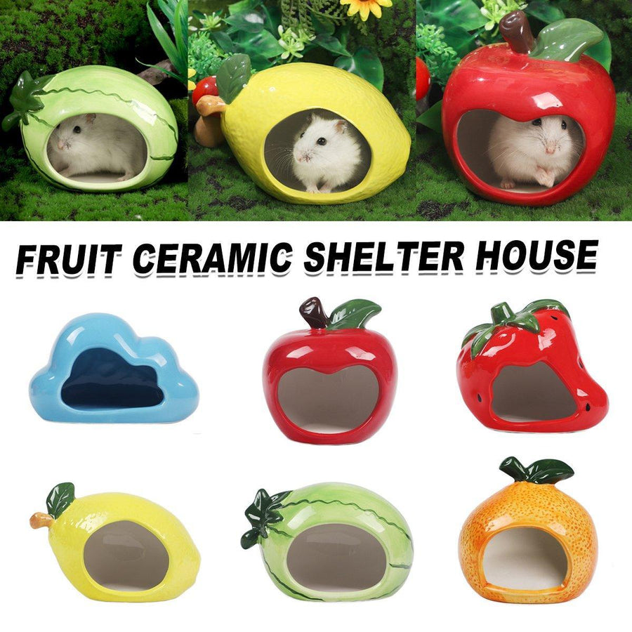 Premium Ceramic Hamster Nest Small Animal Hideout - Lemon