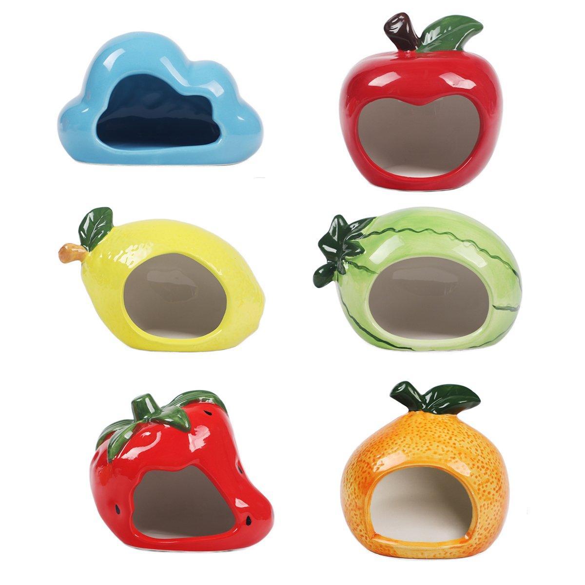 Premium Ceramic Hamster Nest Small Animal Hideout - Lemon