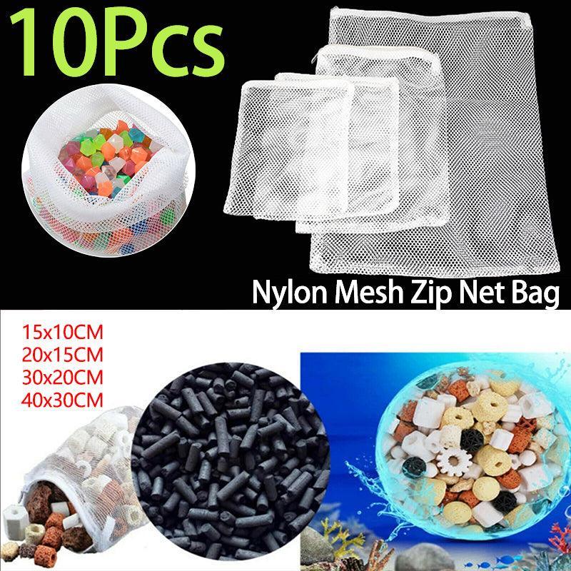 Premium Aquarium Filter Media Mesh Bags with Zip 30 x 40cm - 10 Pack