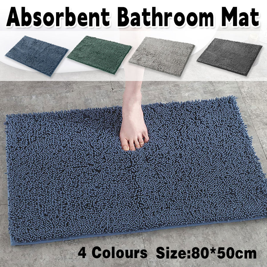 Premium Absorbent Chenille Bathroom Mat – Dark Grey 50 x 80cm