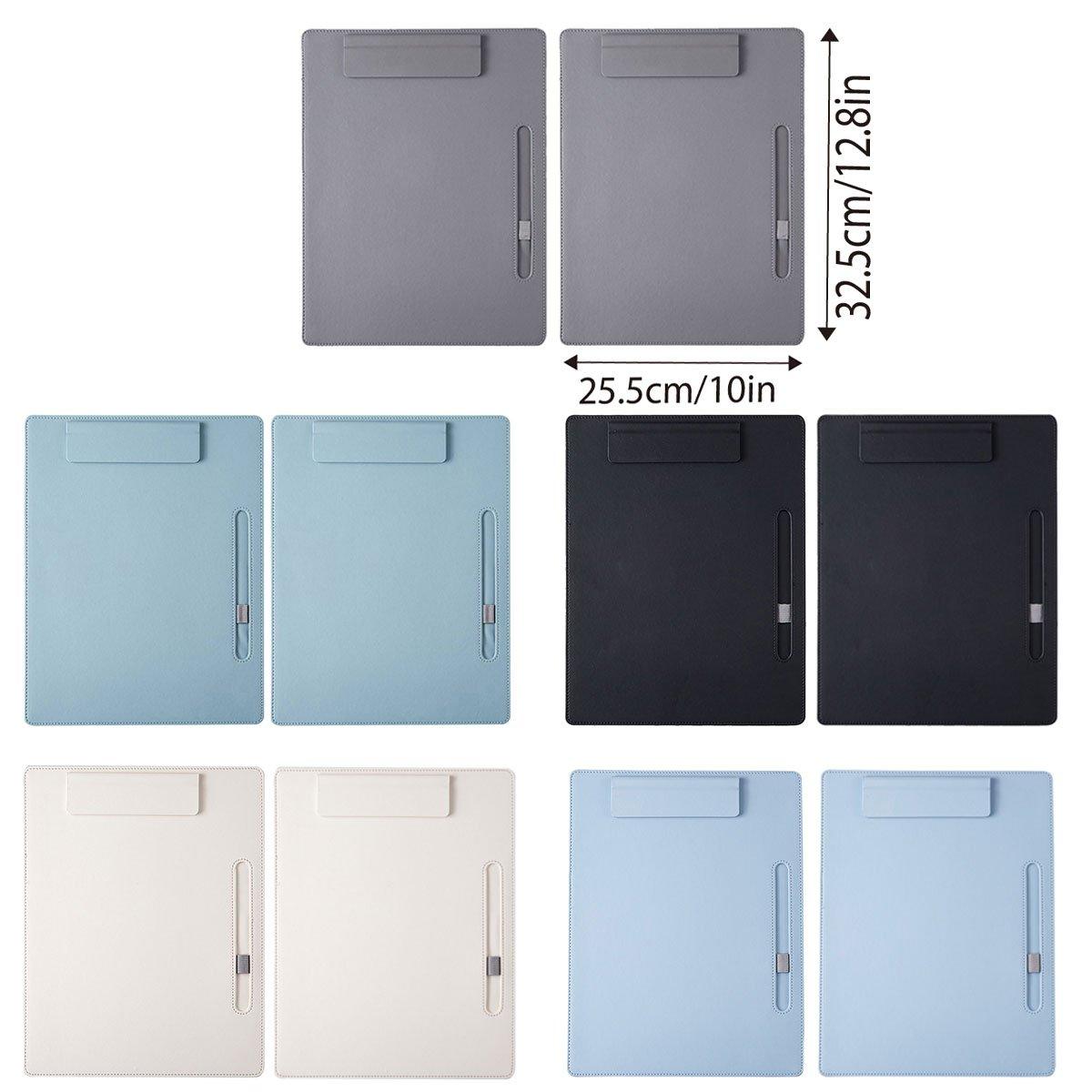 Premium Leather Clipboard File Holder - Black, 2pcs