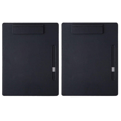 Premium Leather Clipboard File Holder - Black, 2pcs