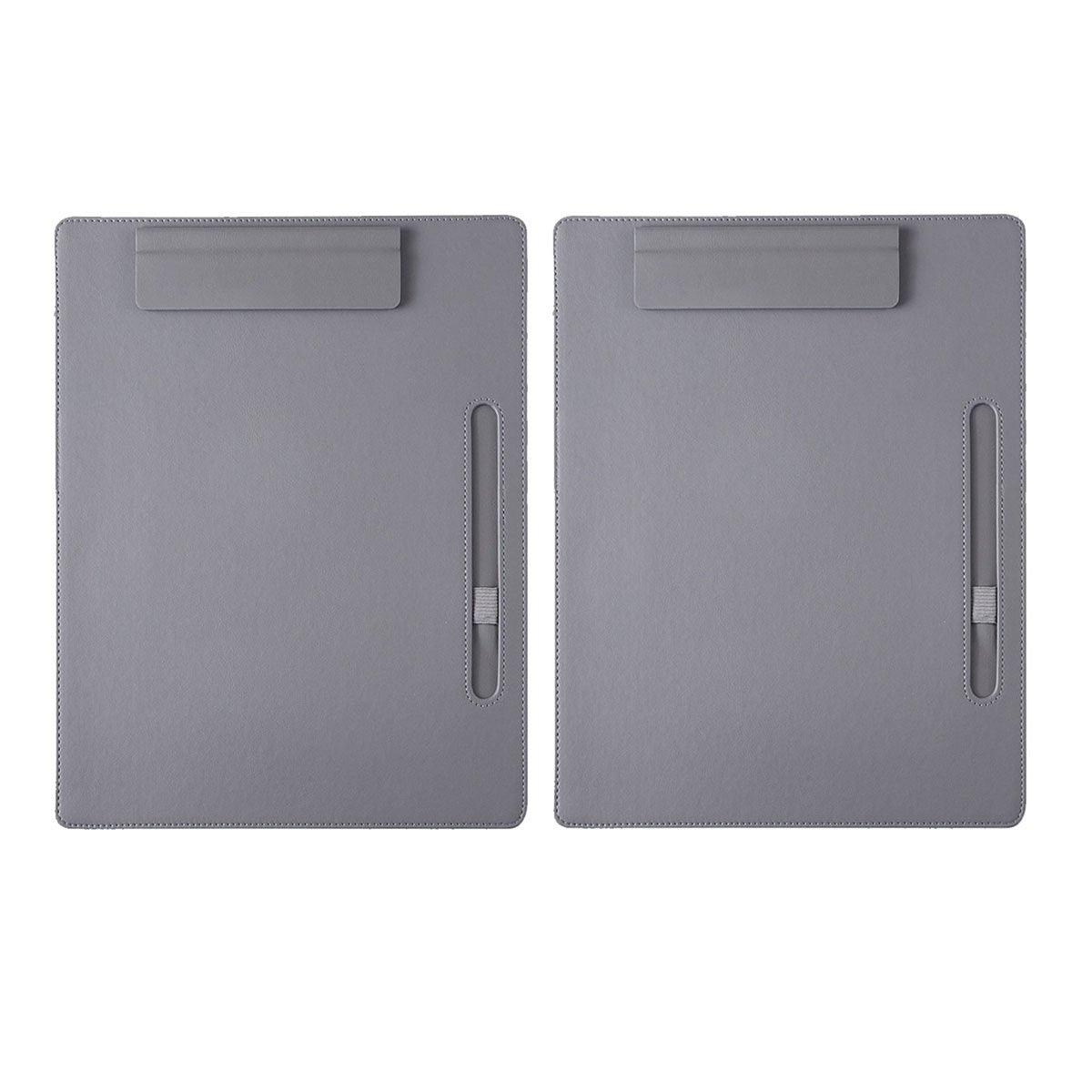 Premium Leather Clipboard File Holder - Black, 2pcs