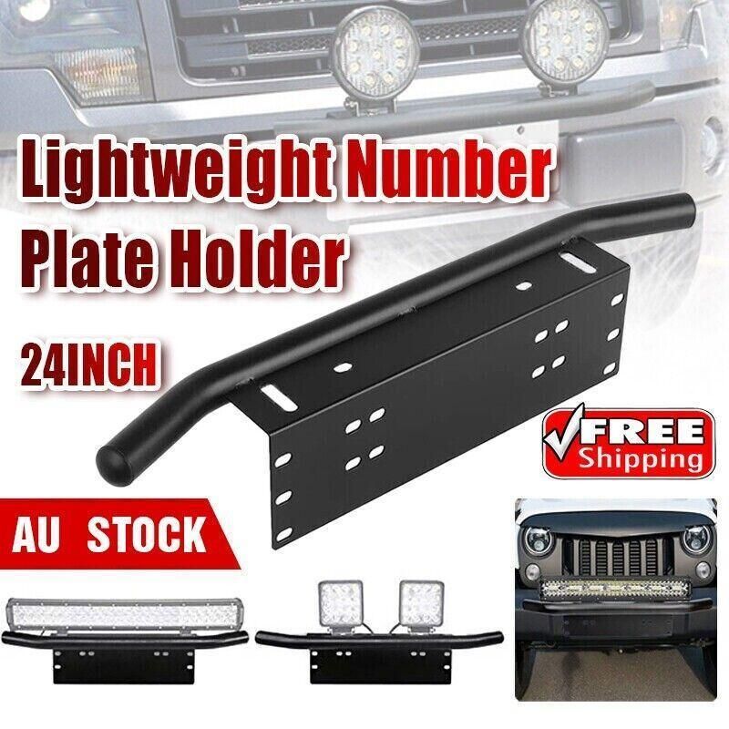 Premium Black 24 Inch Bull Bar License Plate Mount Bracket