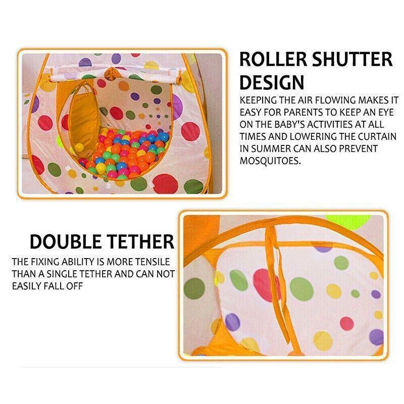 Red 3-in-1 Play Tent Set with Tunnel and Ball Pit for Kids