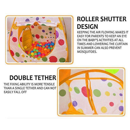 Red 3-in-1 Play Tent Set with Tunnel and Ball Pit for Kids