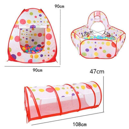Yellow 3-in-1 Play Tent Set with Tunnel and Ball Pit for Kids