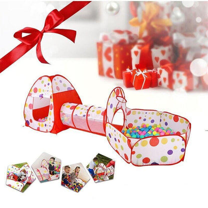 Yellow 3-in-1 Play Tent Set with Tunnel and Ball Pit for Kids