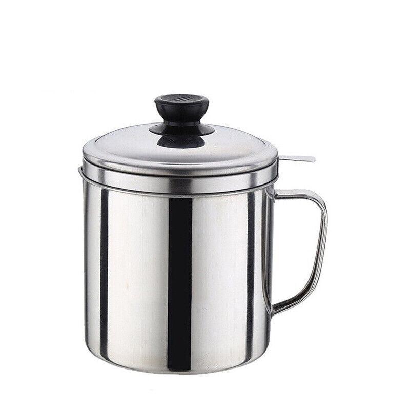 Premium 1.8L Stainless Steel Oil Filter Pot – with Strainer Lid
