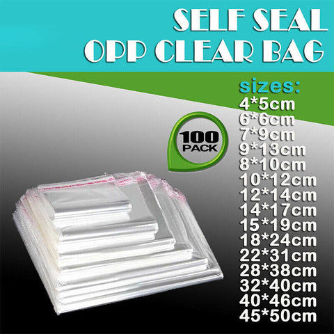 Premium Self-Adhesive Clear OPP Cellophane Bags with Air Hole - 40 x 46 + 4cm, 100 Pack