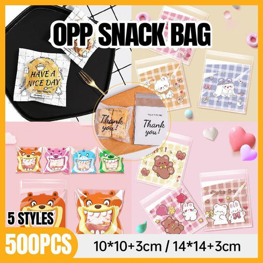 500 Pack Self Adhesive Cookie Packaging Bags Vibrant Designs OPP Material - Happy Everyday 14*14*3cm